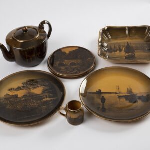 Brown and gold tea service