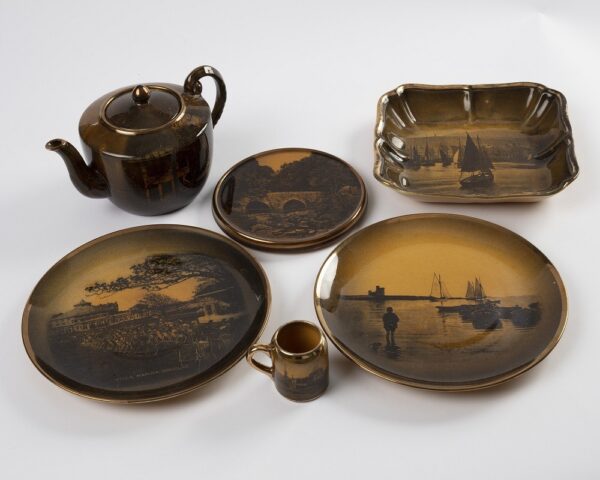 Brown and gold tea service